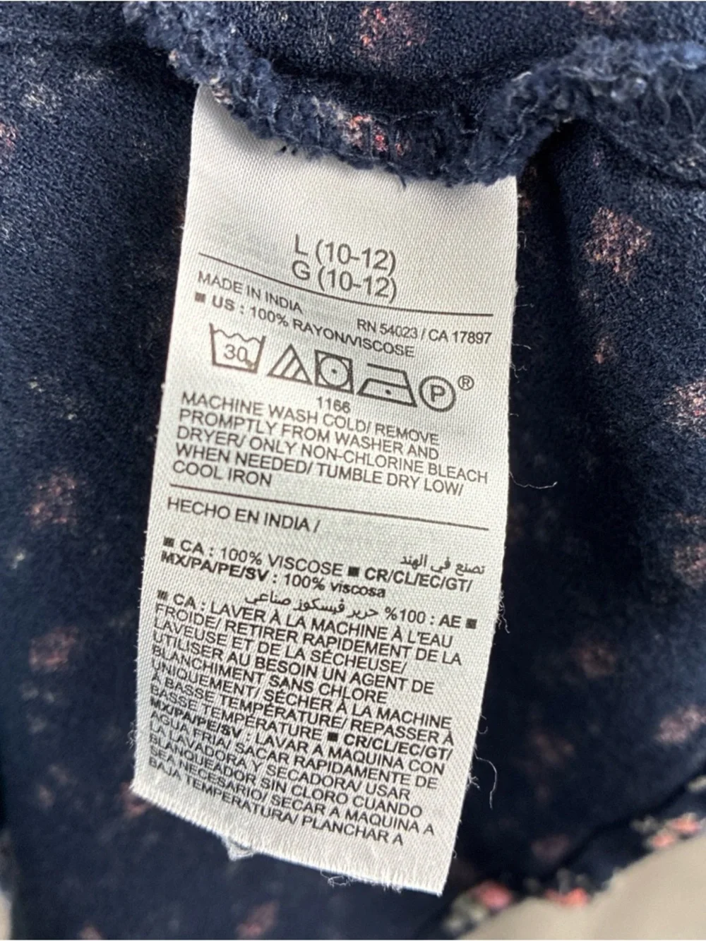 Old Navy Dress Girls Ditsy Floral Dark Blue Aline Cottagecore Prarie L 10-12